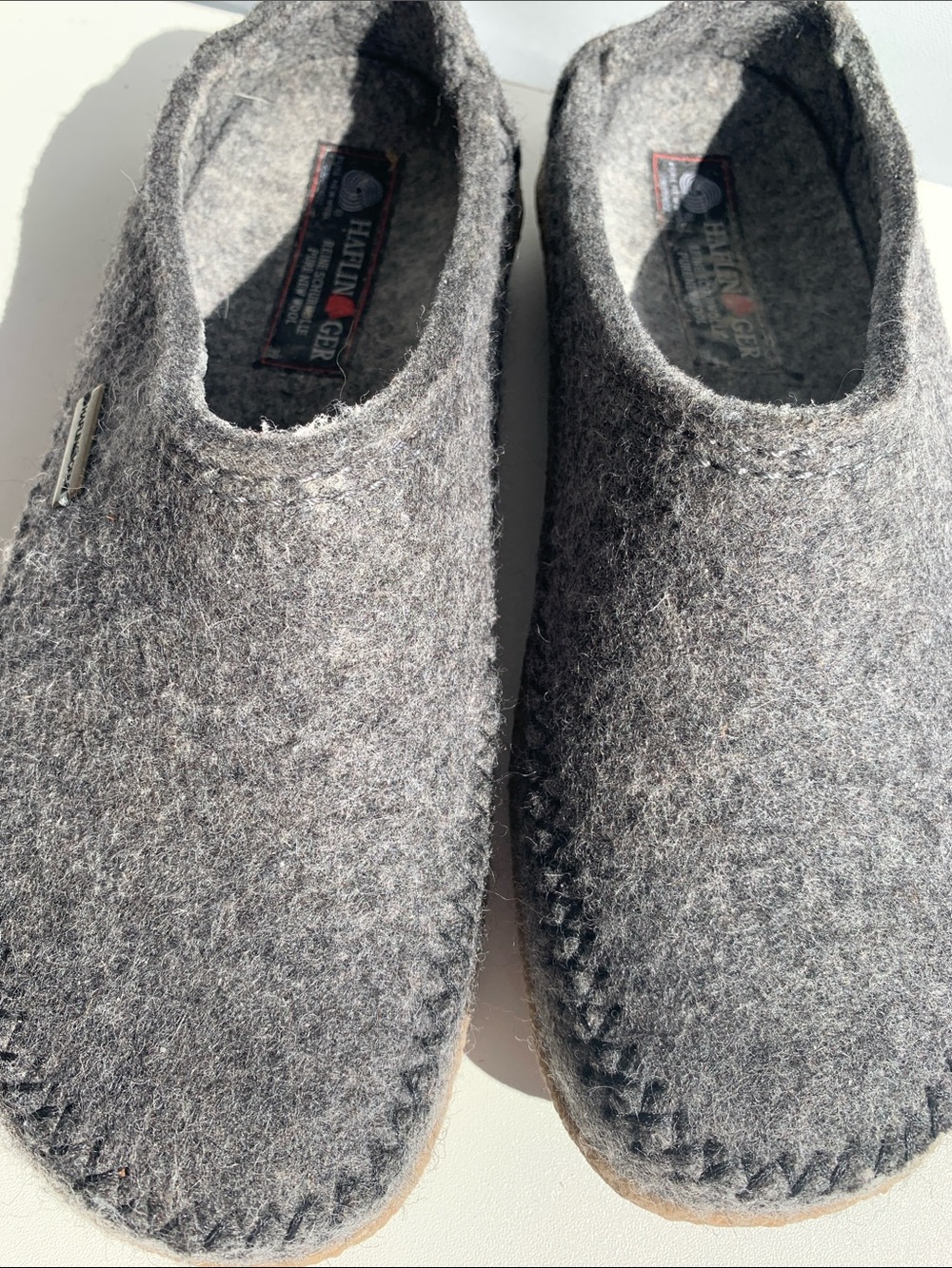Haflinger Gray Wool Felt Slip-Ons 39 or 8/9